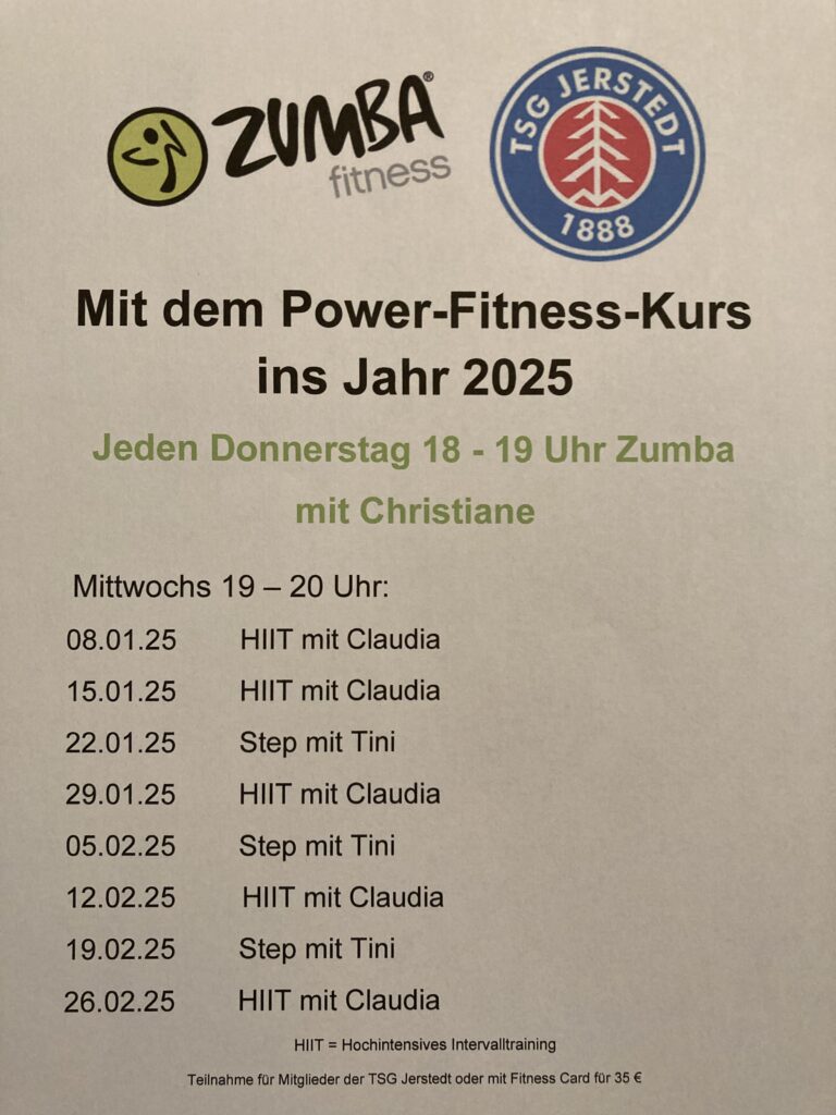 Power-Fitness-Kurse TSG Jerstedt Januar und Februar - HIIT Step