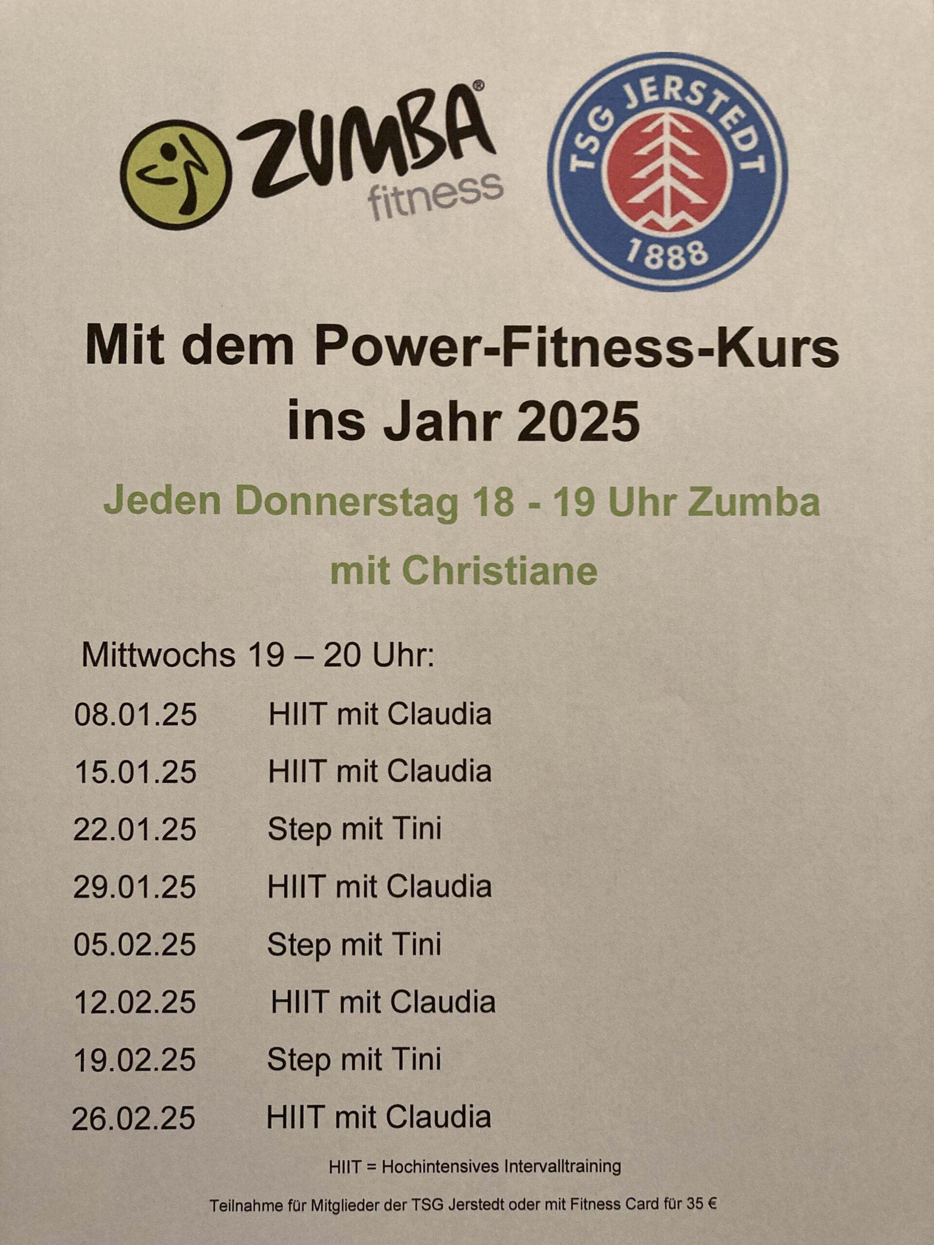 Du betrachtest gerade Termine HIIT und Step im Januar und Februar